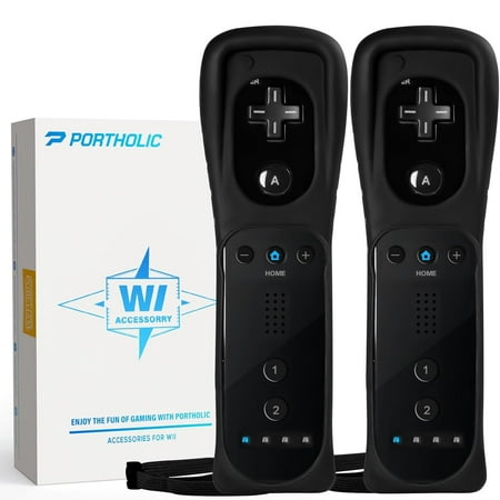 Wii Remote Controller,PORTHOLIC 2 Packs Upgrade Wii Wireless Controller Compatible with Nintendo Wii Wii U Console (Black,2pcs)