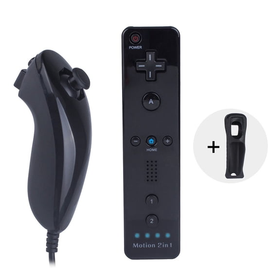 Wii Remote Plus and Nunchuck Controller with Silicone Case and Wrist Strap - (3rd-Party Product)