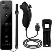 Wii Remote and Nunchuck Controller,Remote Controller ,Silicone Case and Wrist Strap for Wii/Wii U,Black