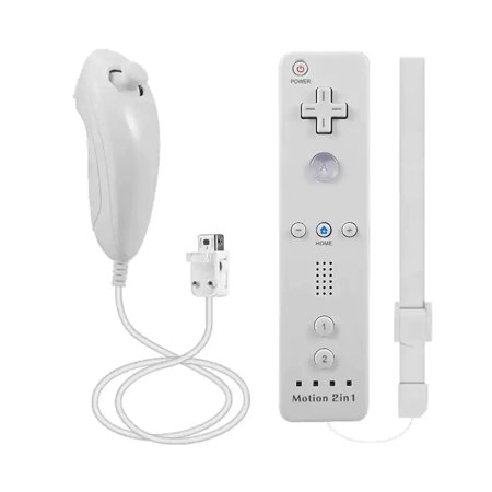 Wii Remote with Wii Motion Plus Inside | Shock Wii Nunchuk Controller | Compatible Nintendo Wii, Wii U - White.