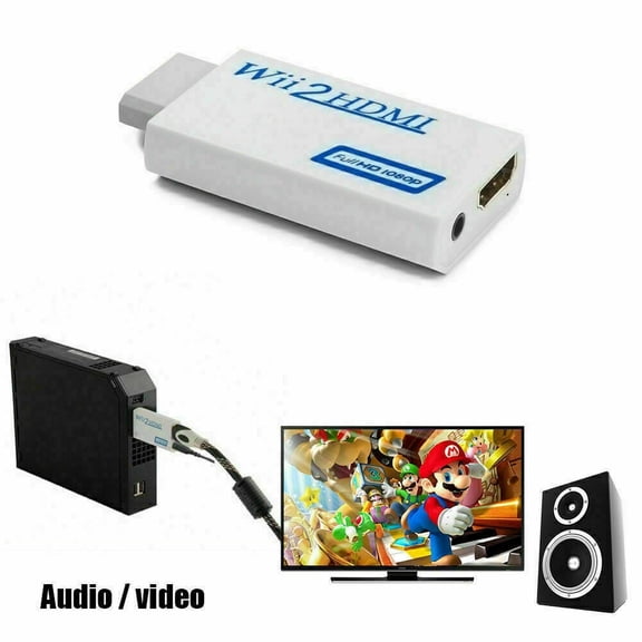 Wii to HDMI Converter Adapter,Wii to HDMI 1080P Or 720P Output Video Converter & 3.5mm Jack Audio Output Wii HDMI Converter
