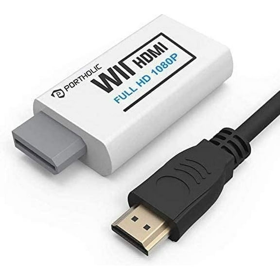 Wii to HDMI Converter , PORTHOLIC 1080P Wii2 HMDI Adapter with Cable for Nintendo Wii, Wii U, HDTV, Monitor