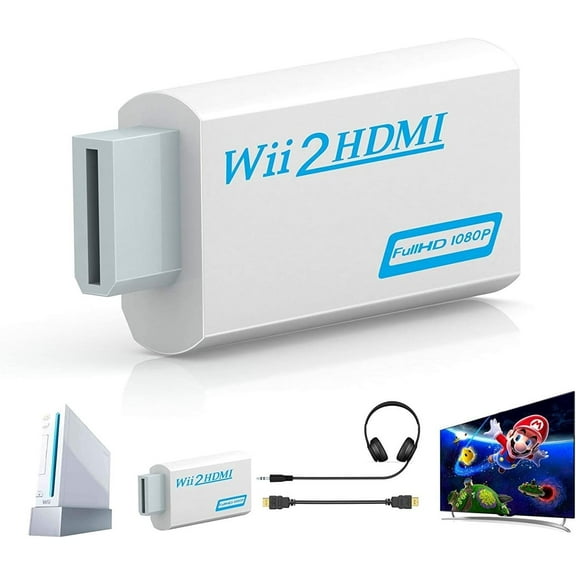 Wii to Hdmi Converter Adapter, 1080p Output Video, 3.5mm Audio - Supports All Wii Display Modes, White