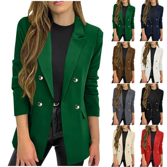 Wiicoznt Blazers for Women Business Elegant Lapel Long Sleeve V Neck Suit Jackets Comfy Buttons Womens Blazer