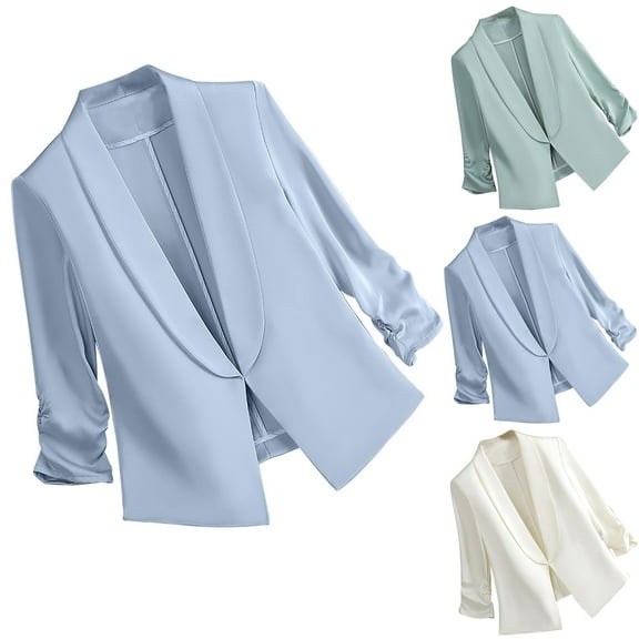 Wiicoznt Blazers for Women Business Elegant Lapel Solid Color V Neck Long Sleeve Suit Jackets Comfy Buttons Womens Blazer
