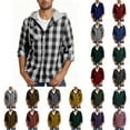 thumbnail image 1 of Axiiglly Flannel Shirts for Men Plaid Print Hooded Shirts Casual Loose Long Sleeve Holiday Hoodies Gifts for Men, 1 of 6