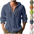 thumbnail image 1 of Wiicoznt Hoodies for Men Solid Color Long Sleeve Buttons Sweatshirt with Pockets Breathable Lightweight Hoodies for Men, 1 of 6