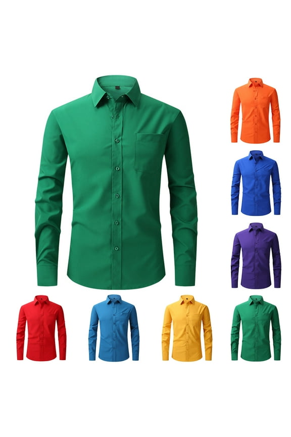 Long Sleeve Shirts for Men Loose Fit Solid Color Casual V Neck Button Down Shirts Comfortable Work Out T Shirts