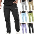 thumbnail image 1 of Wiicoznt Men's Pants Loose Straight Leg Zipped Pants with Pockets Solid Color Casual Fit Trousers, 1 of 7