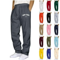 Wiicoznt Mens Sweatpants Athletic Drawstring Waist Wide Leg Joggers Printed Casual Loose Work Out Pants with Pockets