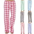 thumbnail image 1 of Wiicoznt Pajama Pants for Women Checkered Print Elastic Waist Pajama Bottoms Casual Comfy Loose Sleepwear Plus Size Full Length Pants with Pockets, 1 of 5