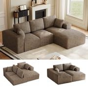 Wiilayok 109 Cloud Sectional Couch with L-Shape Chaise,Modern Modular Sofa with Deep Seat, Comfy Boneless Upholstered Couches for Living Room Bedroom,Light Brown
