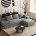 thumbnail image 1 of Wilayok 108" Oversized L-Shaped Sectional Sofa, Fluffy Corduroy Cloud Couch with Ottoman, Plush Memory Foam Boneless Modular Sectional Couch for Living Room Small Space, Light Gray, 1 of 8