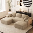 thumbnail image 1 of Wilayok 108" Oversized L-Shaped Sectional Sofa, Fluffy Corduroy Cloud Couch with 2 Ottomans, Plush Memory Foam Boneless Modular Sectional Couch for Living Room Small Space, Light Brown, 1 of 8