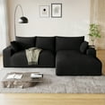 thumbnail image 1 of Wiilayok 113" L-Shape Cloud Sectional Couch with Oversized Chaise,Corduroy Fabric Modern Modular Sofa with Cup Holder, Comfy Boneless Upholstered Couches for Living Room Bedroom,Black, 1 of 7