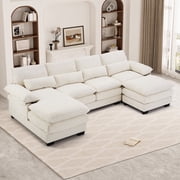 Wiilayok 113" U Shaped Sectional Sofa with Chaise Lounge and Ottoman,Chenille Modular Sectional Sofa Couch for Living Room,Yellow