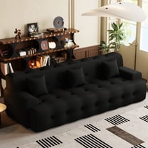 Wiilayok 114" Modern Cloud Deep Seat Sofa,Comfy 3 Seater Compressed Sofa Couch with Thick Armrests& Backrest for Living Room Bedroom Apartment, Black