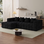 Wiilayok 120" Boneless Oversized Cloud Couch, Left Facing L-Shaped Chenille Sectional Sofa with Chaise Lounge, Deep Seat Upholstered Living Room Sofa with 4 Pillows, No Assembly, Black