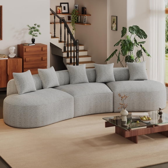 Wiilayok 134" Oversized Modular Cloud Sectional Couch,Large Chenille Curved Sofa with Deep Seat,6 Seater Sofa Couches for Living Room,No Assembly,Light Gray