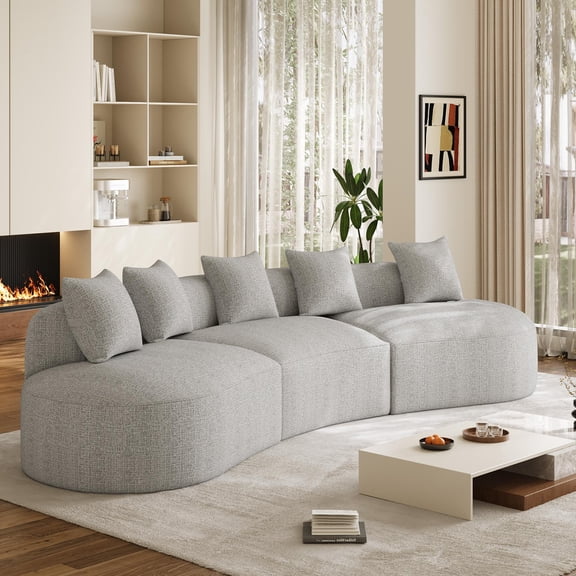 Wiilayok 134" Oversized Modular Cloud Sectional Couch,Large Chenille Curved Sofa with Deep Seat,6 Seater Sofa Couches for Living Room,No Assembly,Light Gray