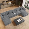 thumbnail image 1 of Wiilayok 145" U Shaped Sectional Sofa,Chenille Cloud Modular Sectional Sofa Couch Set with Double Chaise,Central Console,Cup Holder for Living Room,Dark Gray, 1 of 9