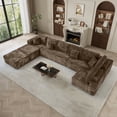 thumbnail image 1 of Wiilayok 177 Inch Oversized U Shaped Sectional Sofa 8 Seater Corduroy Cloud Couch Modular Deep Seat Sectional Couch with Chaise and Ottoman Light Brown for Living Room, 1 of 9