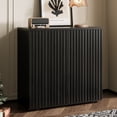 thumbnail image 1 of Wiilayok 31.5" Fluted Buffet Sideboard Cabinet with Unique Pop-up Doors & Adjustable Shelves, Modern Console Storage for Living Room, Dining Room, Kitchen, Hallway （Black Gray）, 1 of 7