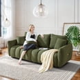 thumbnail image 1 of Wiilayok 34.2"D x 81"W Teddy Cloud Sofa Couch, Comfy Upholstered Sherpa Deep Seat Boucle Sofa, Cozy Modern 3 Seater Couch with 3 Pillows, Oversized Loveseat for Living Room Apartment Office, Green, 1 of 8