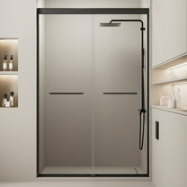 Wiilayok 44-48 in. W x 72 in. H Double Sliding Shower Door, Semi-frameless Bypass Bathroom Sliding Door with 1/4" (6mm) Tempered Glass for Walk-in Shower, Matte Black