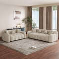 thumbnail image 1 of Wiilayok 64.7"+87.3" Modern Tufted Upholstered Fluffy Chenille 2 & 3 Seater Sofa Set with 7 Pillows, Comfy Sherpa Deep Seat Cloud Couch, Loveseat for Living Room Apartment, Light Brown, 1 of 8