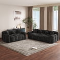 thumbnail image 1 of Wiilayok 64.7"+87.3" Modern Tufted Upholstered Fluffy Chenille 2 & 3 Seater Sofa Set with 7 Pillows, Comfy Sherpa Deep Seat Cloud Couch, Loveseat for Living Room Apartment, Black, 1 of 8