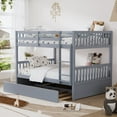 thumbnail image 1 of Wiilayok 77.9"x 57"Wood Full over Full Bunk Bed with Trundle,Convertible to 2 Full Size Platform Bed, Full Size Bunk Bed with Ladder and Safety Rails for Teens,Adult,Grey(No Box Spring Needed), 1 of 7