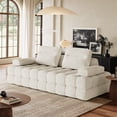 thumbnail image 1 of Wiilayok 88" Modular Cloud Couch, Chenille Fabric with Memory Foam, Removable Armrests & Backrests, Beige White, 1 of 10