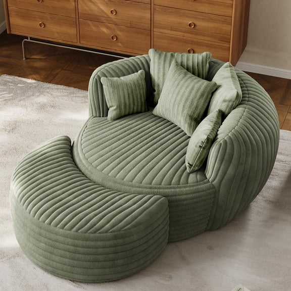 Wiilayok 50.5'' Oversized Chaise Lounge Chair Indoor,Thickened Backrest Sleeper Sofa Couch with Soft Pillows for Living Room, Green