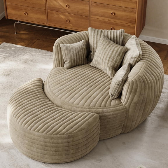 Wiilayok 50.5'' Oversized Chaise Lounge Chair Indoor,Thickened Backrest Sleeper Sofa Couch with Soft Pillows for Living Room, Light Brown