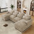 thumbnail image 1 of Wiilayok 110" U Shaped Cloud Couch Modular Sectional Couches for Living Room Fluffy Chenille Deep 4 Seat Sofa Set with Double Chaise & Memory Foam, Light Brown, 1 of 9