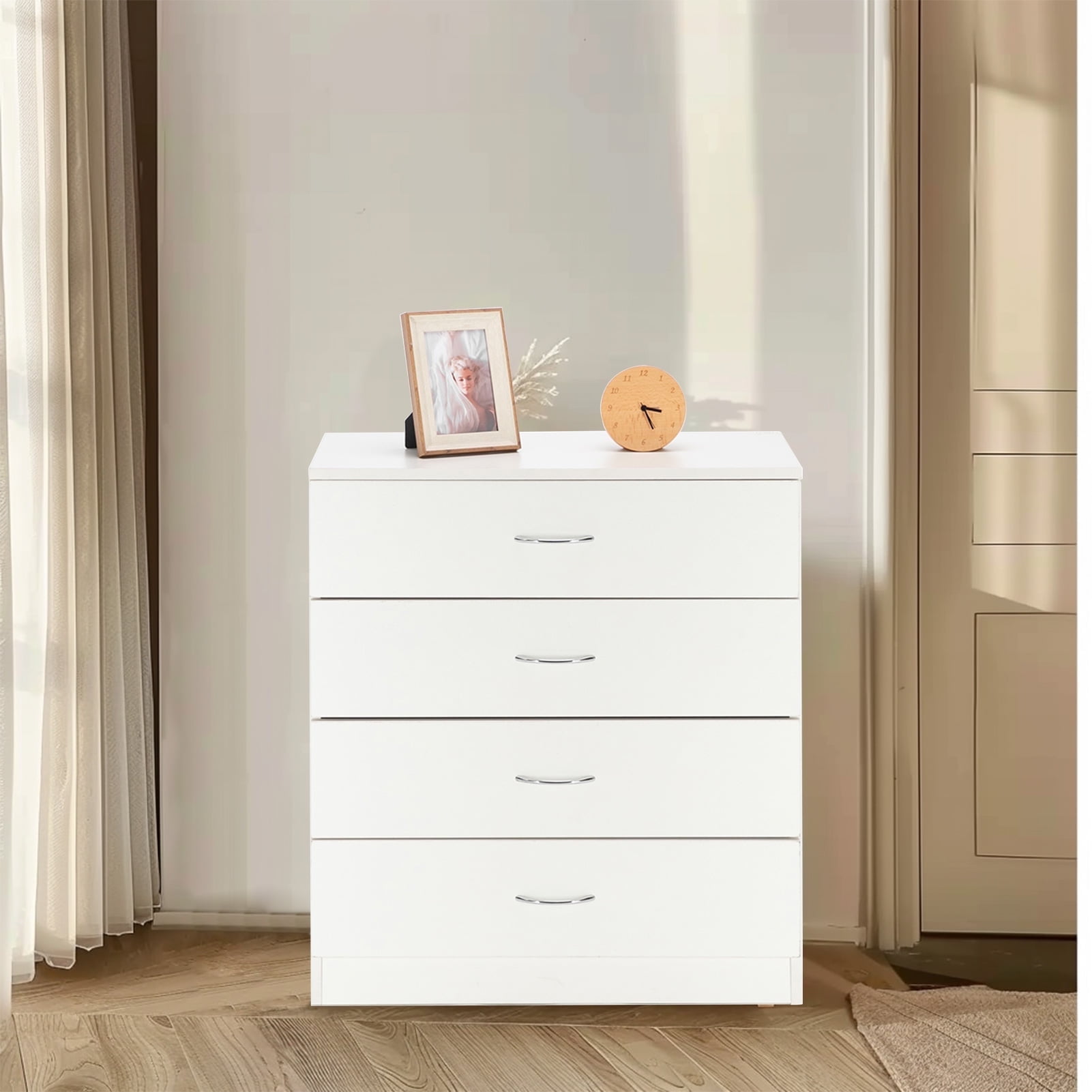 White Modern 4-Drawer Dresser with Extra Deep Storage