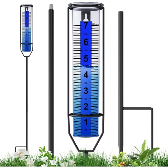 Wiipara 7-inch Capacity Plastic Tube Rain Gauge - Clear ,with iron frame