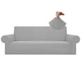 thumbnail image 1 of Stretch Sofa Cover Slipcover ，Couch Covers for 3 Cushion Couch Sofa pet Friendly (74.8"-90.6") Furniture Protector Sofa with Elastic Bottom for Kids,Dog, Jacquard Pattern, Gray, 1 of 10