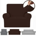 thumbnail image 1 of Stretch Single Sofa Slipcover 1 Piece Couch Sofa Cover (35.4"-55") Furniture Protector 1 Seater Sofa with Elastic Bottom for Kids,Pet Dog, Jacquard Pattern, Brown, 1 of 9