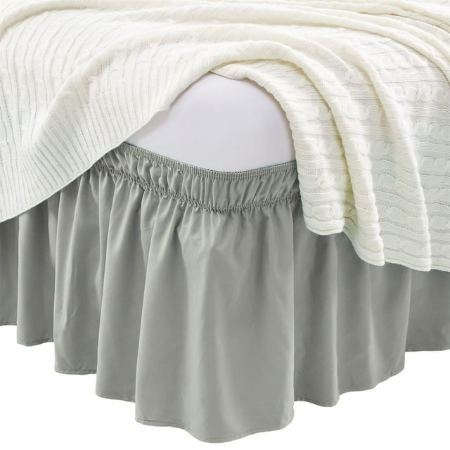 Wiipara Elastic Wrap Around Bed Skirt Dust Ruffled Soft Bed Skirt Cover