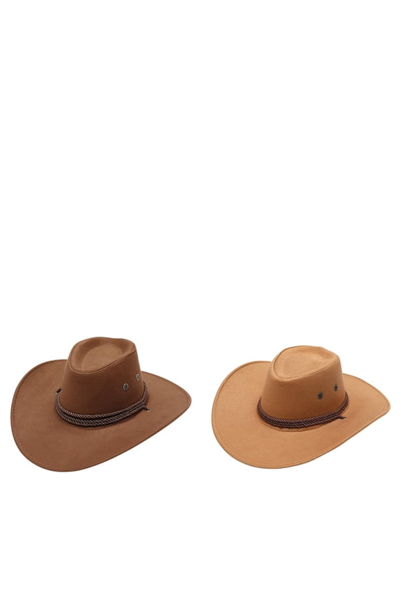 2 Pack Adult Hat Lot Casual Solid Summer Western Plain Cowboy Hat Fashion Cowboy Sun Hat Mini Birthday Hats Wide Brim Travel Sun Cowboys Hat for Women Cowboy Hat for Toddler Boy