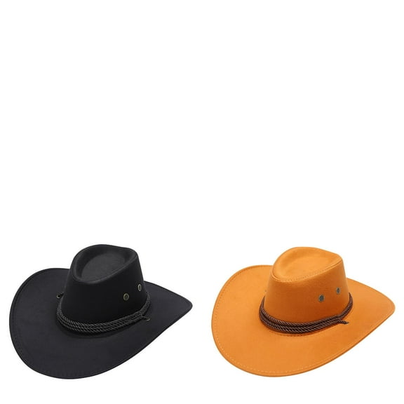 Wijhcboe 2 Pack Adult Mini Birthday Hats Casual Solid Summer Western Hat Bands for Womens Cowboy Hats Fashion Cowboy Sun Hat Toddler Fedora Wide Brim Travel Sun Giant Inflatable Cowboy Hat Cow Boy H