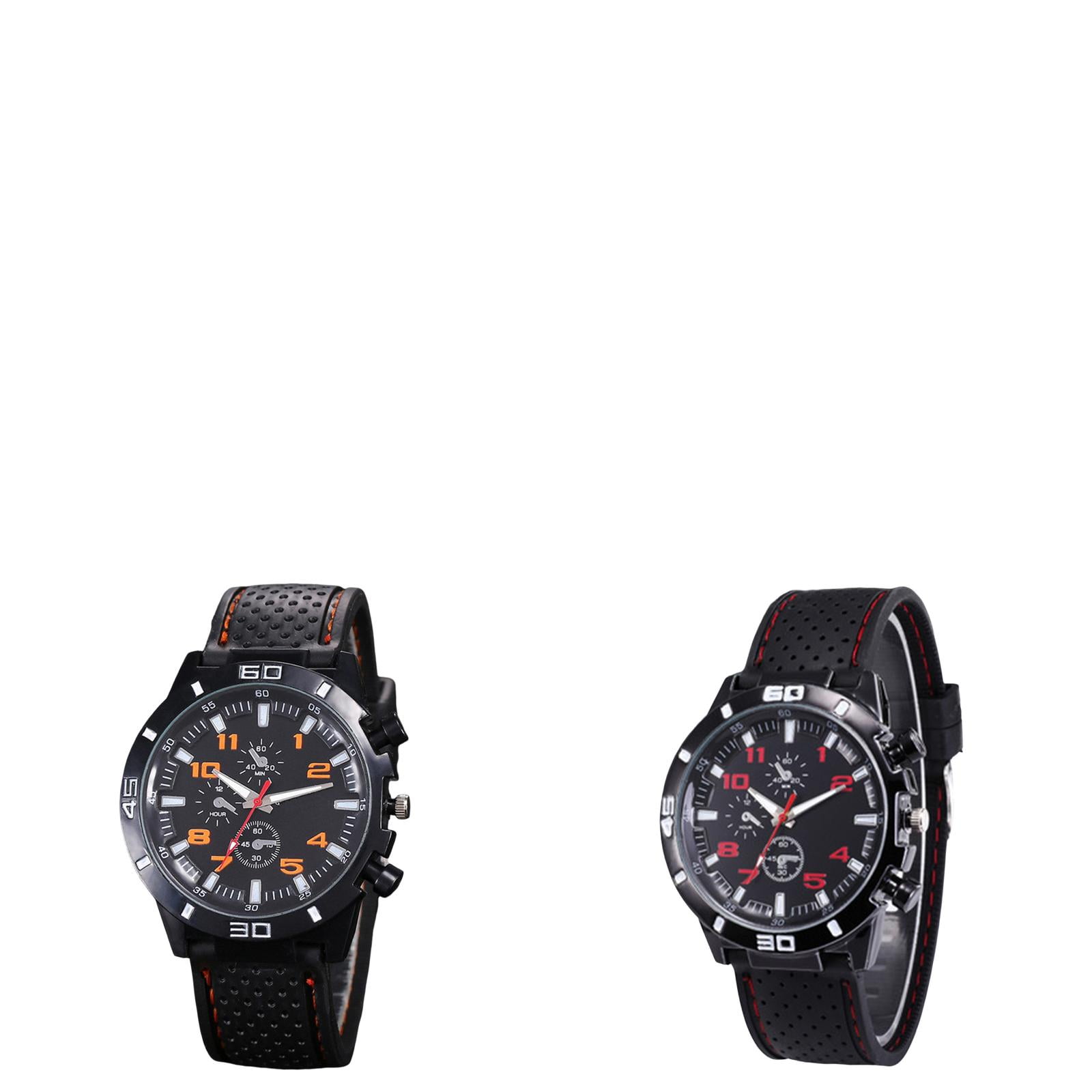 Wijhcboe 2 Pack Men's Watch Set for Couples Watch Frosted Leather Strap ...