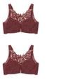 thumbnail image 1 of Wijhcboe 2 Pack Women's Front Buckle Lace Trim Wireless Seamless Adjustable Yoga Sleep Comfort Bra, 1 of 3