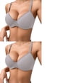thumbnail image 1 of Wijhcboe 2 Pack Women's Thin Solid Color Comfortable Breathable Push Up Underwire Triple Support Bra, 1 of 7
