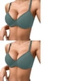 thumbnail image 1 of Wijhcboe 2 Pack Women's Thin Solid Color Comfortable Breathable Push Up Underwire Triple Support Bra, 1 of 7