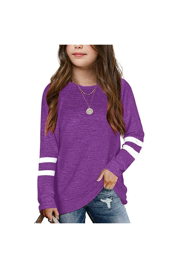 Kids Girls Casual Toddler T Shirt Pack Crewneck Tunic Tops Long Girls 7-8 Clothes Sleeve Pullover Sweatshirt Casual Dance Bra Tops for Girls Loose Blouse T-Shirt Girl Long Sleeve Shirt Pack