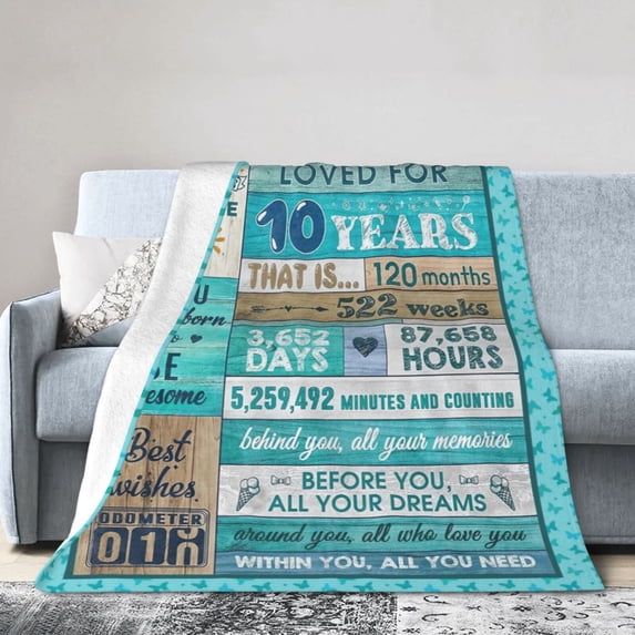 Wijzvio 10th Birthday Gift Throw Blanket Soft Fuzzy Fleece Blanket For Couch Bed Living Room Decoration 50"X40"