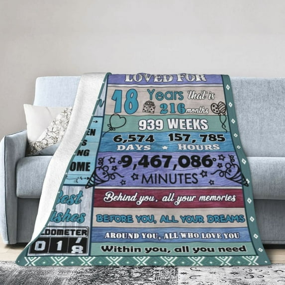 Wijzvio 18th Birthday Gift Throw Blanket Soft Fuzzy Fleece Blanket For Couch Bed Living Room Decoration 40"X30"